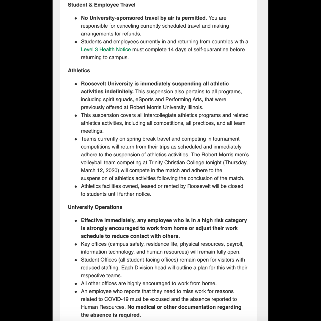 It is our top priority is the health and safety of our community. We remain committed to communicating the most up to date information as frequently as possible. Please continue to regularly check the COVID-19 response website.