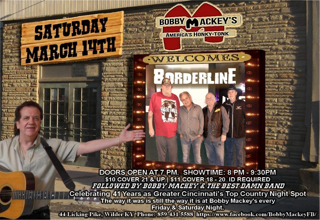 BobbyMackey's tweet photo. Fun weekend just ahead. Freebie Friday Free admission B-4 10p 21 & Up. 8p Early band Borderline. Bobby Mackey & His Best Damn Band live 10p. Bull rides, hourly ghost tours, line dancing and Karaoke W/ the Best Damn D.J. Brandon Morris. #americashonkytonk Bobby Mackeys Wilder Ky. https://t.co/7f272SAK9U
