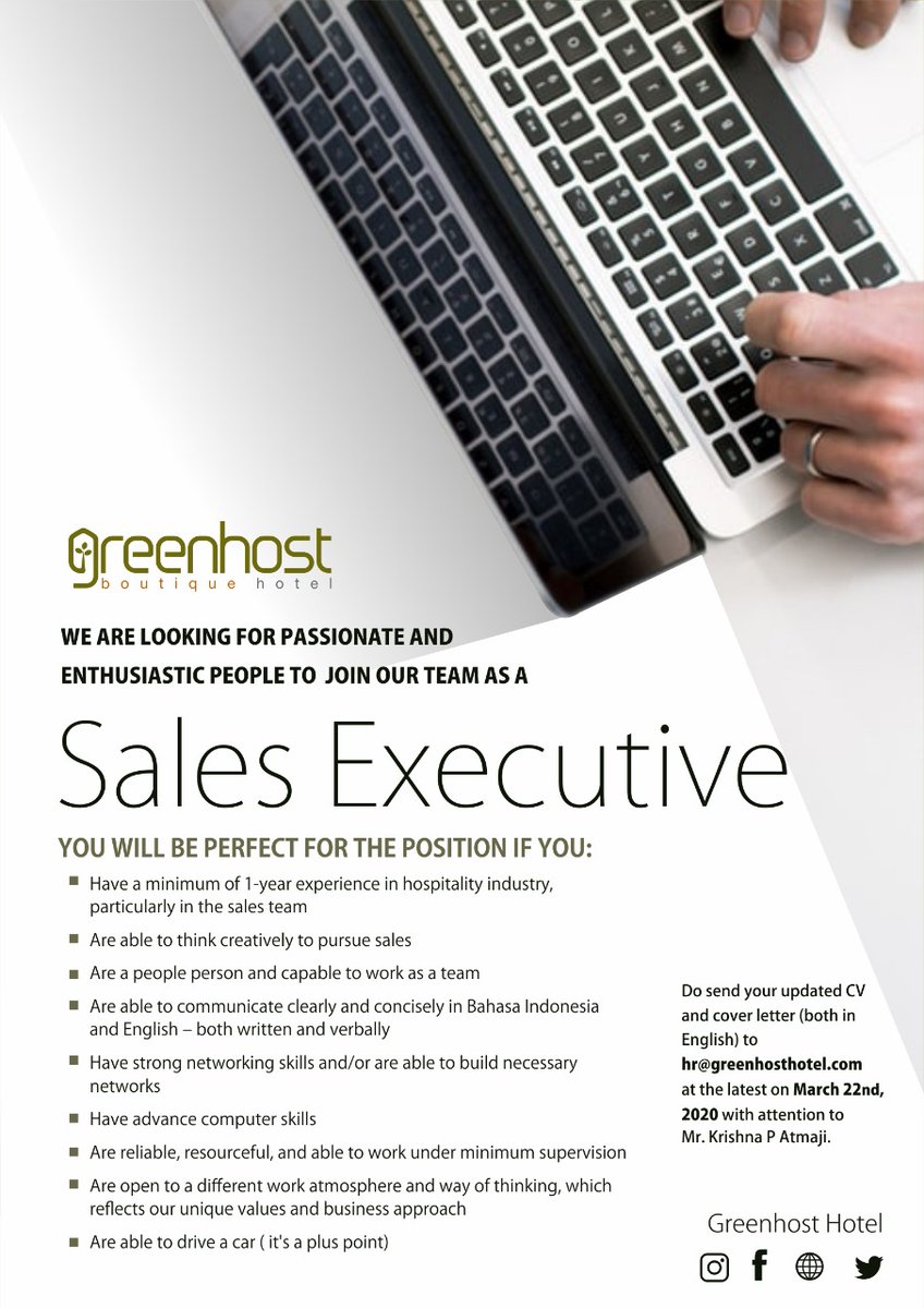 Are you the one we are looking for? Send your impressive CV and we are looking forward to seeing you here!
@lokerjog @Lowongan_Jogja @mitraloker 
#infoloker #lokerjogja #lowkerjogja