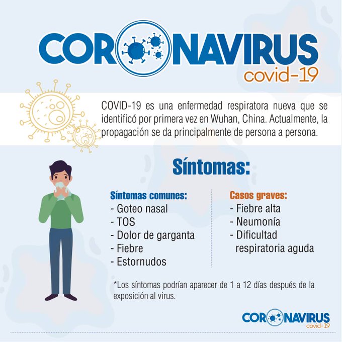 #SabiasQue El Coronavirus se presenta como una gripe común en el 85% de los casos con estornudos, malestar general, tos y aumento de la temperatura corporal con una duración de 3 a 5 días. Si presentas alguno de estos síntomas acude al centro de salud más cercano.