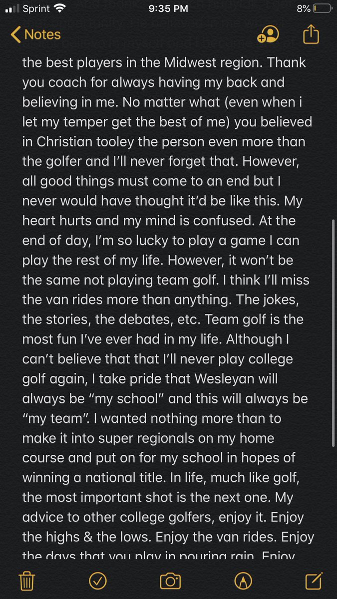 christiantoole1's tweet photo. I’m forever thankful for @bartdarrell for convincing me to come to Wesleyan. Thank you @KWCPantherGolf for the opportunity for living my dream since I was a kid ⛳️ https://t.co/rKQqHe0p70
