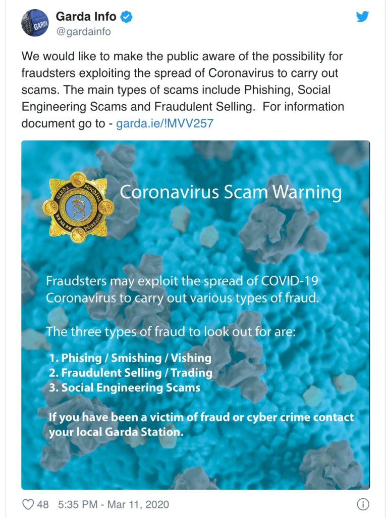 Warning over Coronavirus Scams dlvr.it/RRnQLG