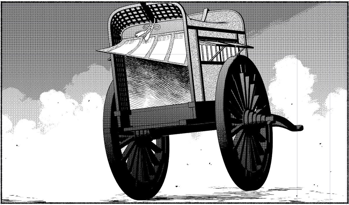 デジタルでもトーンは削ったり重ねたりするのが好き。
カッターの刃を広く使ってモヤッと削った風にする方法をしばらく悩んでいたけど最近だと「チョーク」ブラシが近い気がする。
※画像は牛車→3D(https://t.co/mbRJ1BBIFh)+描き込み、アナログ線画→非表示