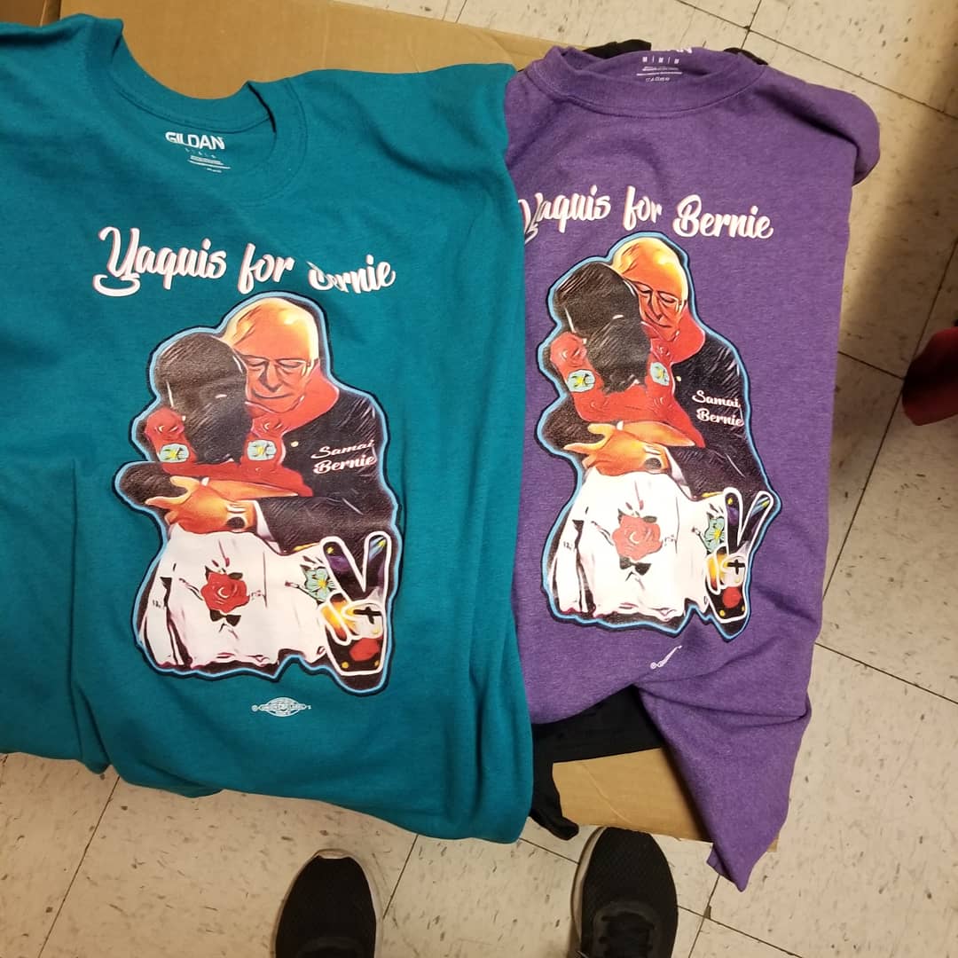 Political_Chola's tweet image. Today i gave almost 400 specially made shirts for my Tribe and the @BernieSanders campaign made history by hold the first presidental Rally in an Arizona Reservation ❤ my heart. My people. We matter! #Bernie2020 #NativesForBernie #LatinosforBernie #YaquisForBernie