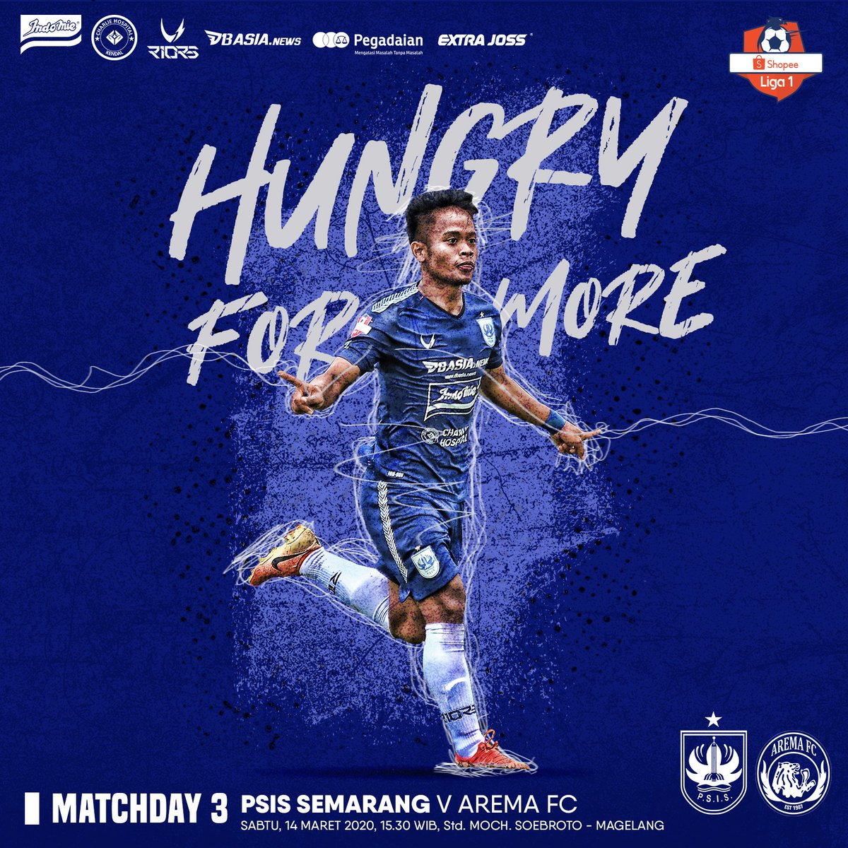 The big battle awaits, and we just #HungryForMore ⚔️
Umak iso sam, YOH ISO YOH!!! 🔥🔥🔵🔵

💥 Shopee Liga 1 2020 #Matchday 3 💥
PSIS Semarang 🆚 Arema FC
🏟️ Std. Moch. Soebroto, Magelang
🗓️ Sabtu, 14 Maret 2020
⚽ 15.30 WIB
📺 Live Indosiar

#PSIS #YohIsoYoh #ShopeeLiga1