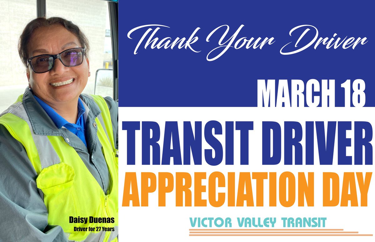 As bright as a.... Daisy! We round out tonight with a wonderful woman who has been serving riders since 1993! Please say “Thanks” to Daisy on March 18! @vvtransit #vvta #nationaltransitdriverappreciationday