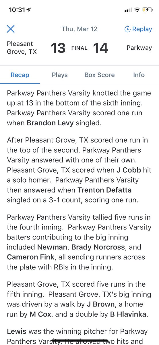 Parkway Baseball tweet media