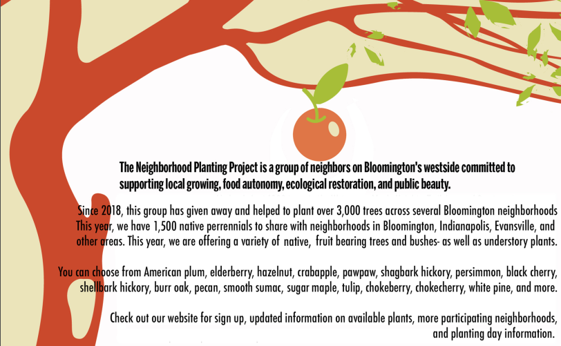 ...a two-year initiative to go door-to-door and offer every person in town fruit trees for their yard?example: The Neighborhood Planting Project in Bloomington, IN plants or gives away thousands of fruit, nut & native trees each Spring.  https://neighborhoodplantingproject.org/  (11/19)