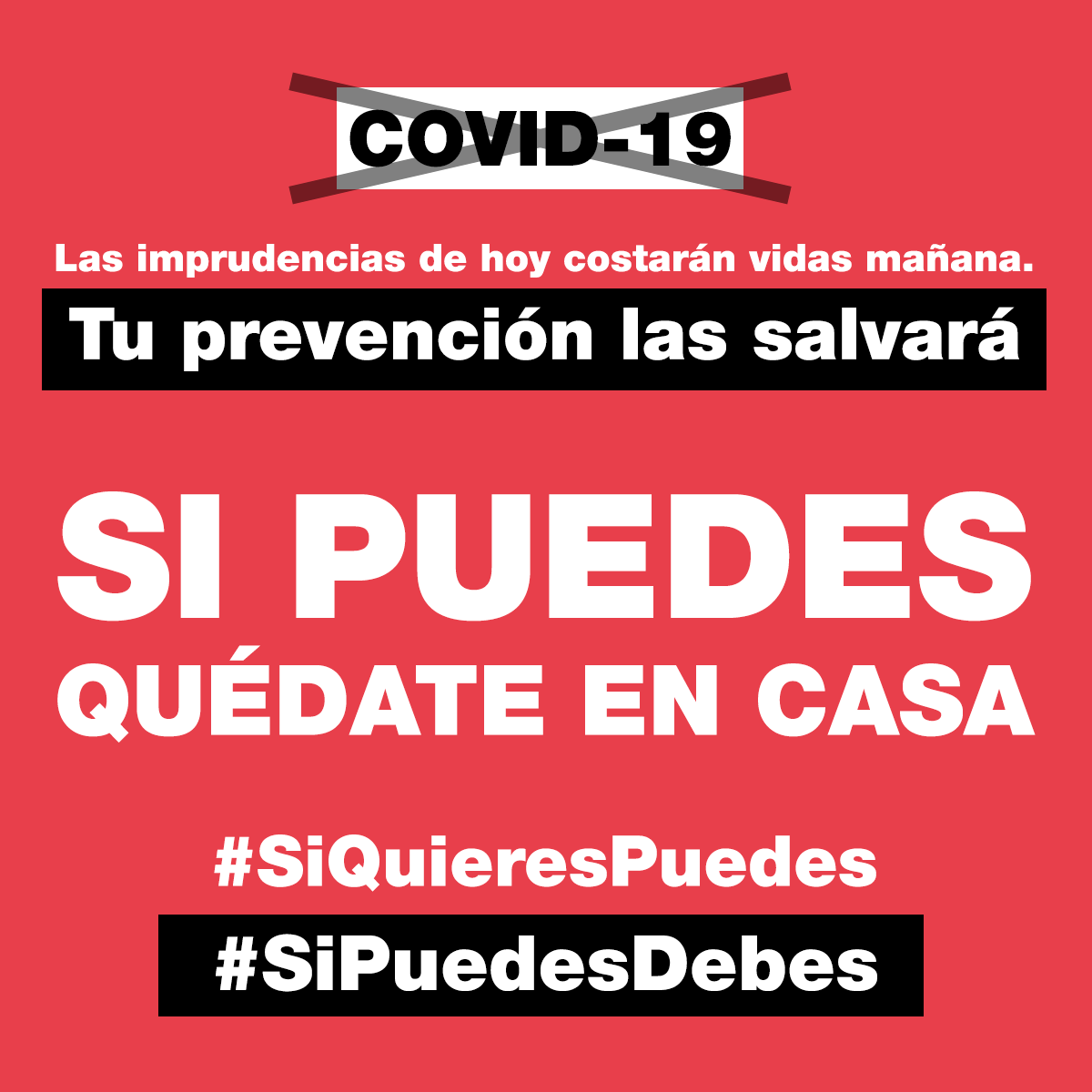 #CORONAVIRUS 🇪🇸 | Las imprudencias de hoy costarán vidas mañana. Tu prevención las salvará.

SI PUEDES, QUÉDATE EN CASA

#SiQuieresPuedes #SiPuedesDebes #Pandemia #España Ministerio de Sanidad mscns.gob.es <a href="/sanidadgob/">Ministerio de Sanidad</a> sanidadgob