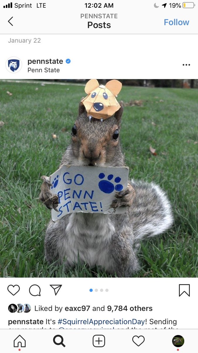 PressSammy's tweet photo. @LaurelAynne @SneezySquirrel also, check them out interacting with a local hero. 🥰 “Sneezy” represents one of PSU’s coolest campus secrets: the squirrels, they’re infamous! (And stylish 😉) #ICMKTG #WVU389 https://t.co/bQCQfZTbt6
