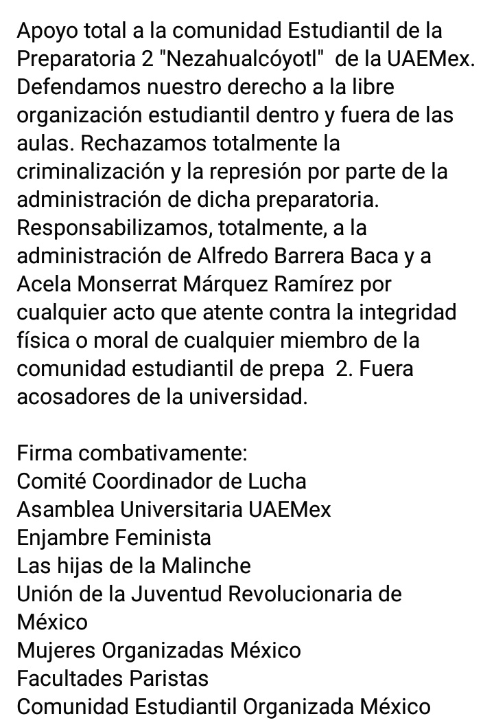 facico_uaem's tweet photo. Atento comunicado:

#RespetoAlParo
#MiUniversidadNoMeCuida
#ParoEnFaCiCoPorque
#ParoEnUAEMéxPorque
@Rector_UAEM https://t.co/UYWwDwVp7x