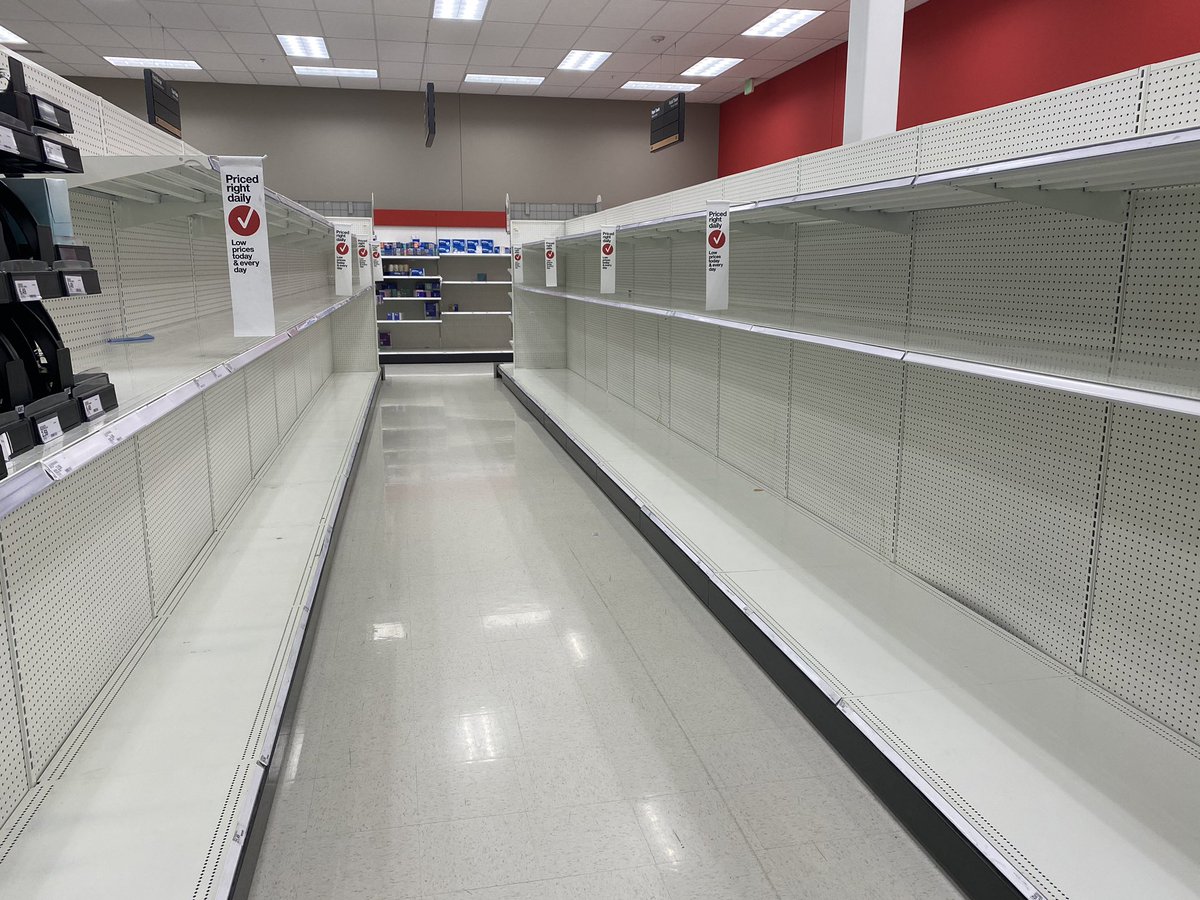 The toilet paper aisle at the Uptown Target right now. Nothing. Nada. Zip. 🧻