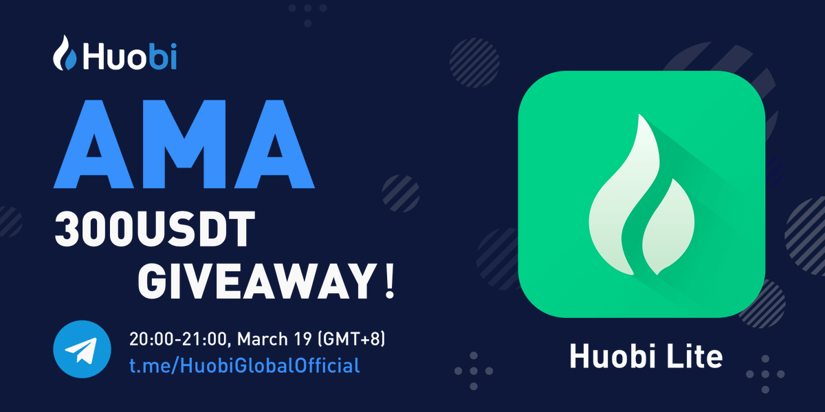 HTX_Global's tweet photo. [Upcoming AMA]  Join Huobi Lite's telegram AMA!
https://t.co/Ee51vCeWP3   

Find out how Huobi Lite makes buying #bitcoin &amp; crypto simple!

💫300 USDT is up for grabs!💫

👇Comment a question &amp; get a shot at a reward!
♻️ Retweet to share!

#HuobiNation https://t.co/jGNMIDR1cO