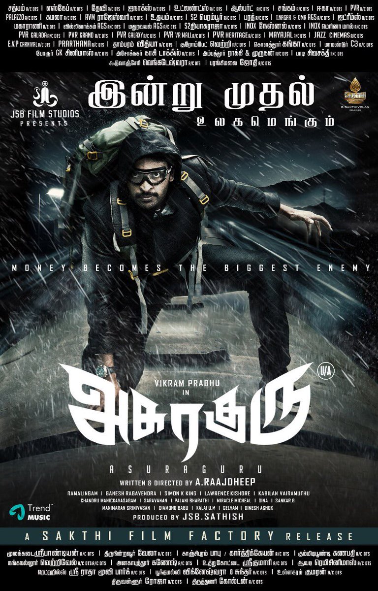 Wishing team #Asuraguru and my brother <a href="/iamVikramPrabhu/">Vikram Prabhu</a>, <a href="/A_Raajdheep/">A.RAAJDHEEP</a> <a href="/JsbSathish/">JSB SATHISH</a> and everyone who’s part of the film the very best for release today !! In theatres near you everyone do check it out !!