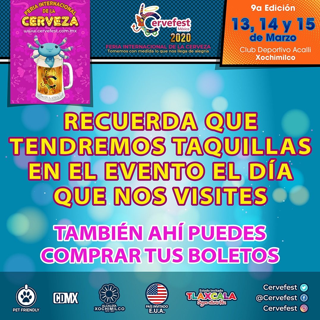 Cervefest's tweet photo. No pudiste comprar tus boletos? #CERVEFEST2020 #yamerito #teesperamos #beer  #cervefest https://t.co/RdINQnXjU0