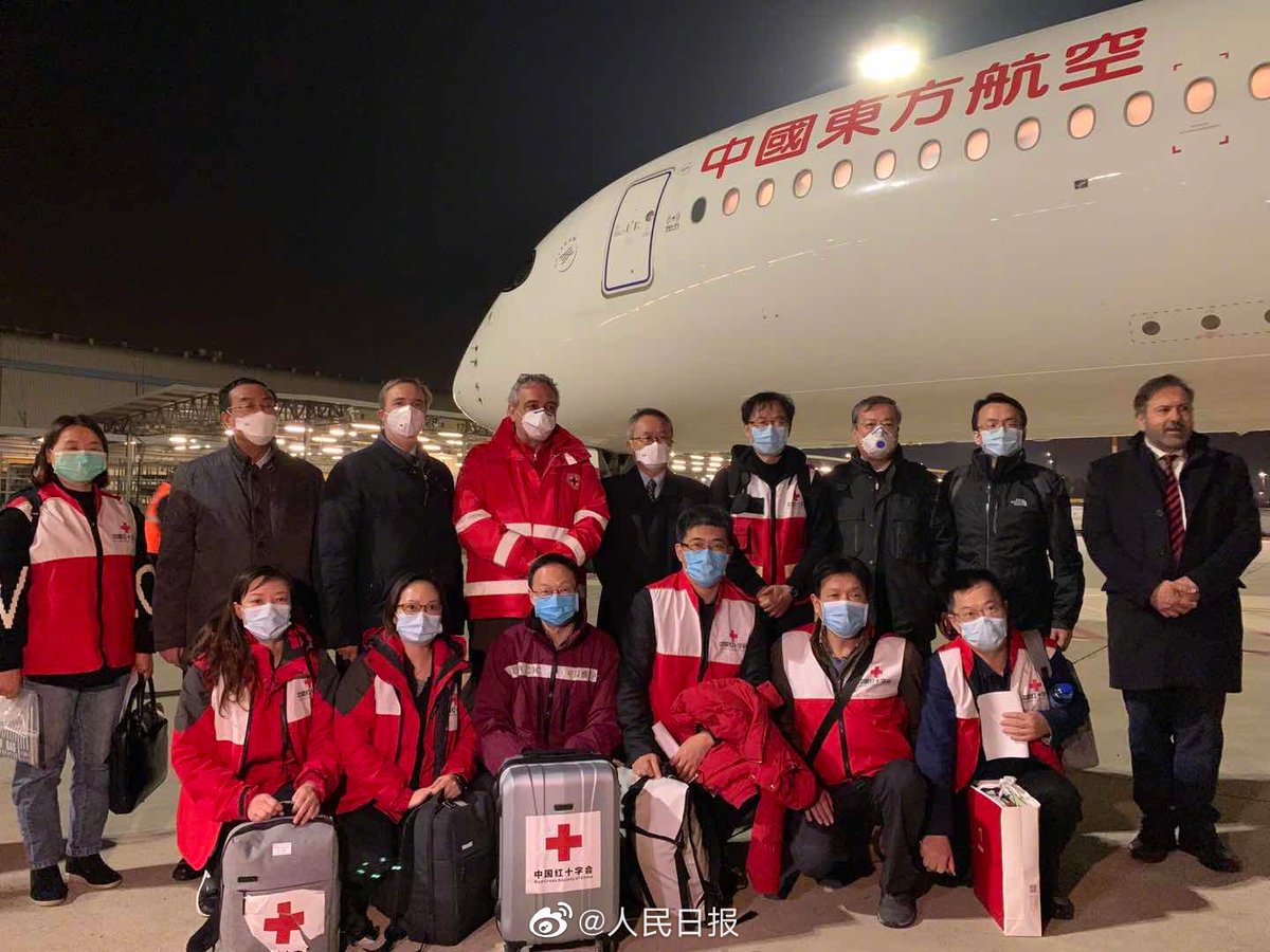 CGTNOfficial's tweet photo. Nine medical experts, mostly from SW China's Sichuan, arrived in #Italy with 31 tons of supplies.

In 2008, Italy sent 14 doctors who helped treat some 900 patients after a massive earthquake hit Sichuan. "We, people from Sichuan, want to return the favor" https://t.co/AqeYAcgb68 https://t.co/aHzAIk2JzX