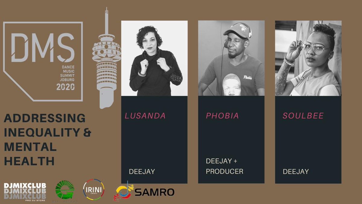 dmssouthafrica's tweet photo. ADDRESSING INEQUALITY &amp; MENTAL HEALTH will be @djlusanda, @PHOBIA_DJ &amp; @DjSoulBeeSA. They will put to light how to deal &amp; overcome these challenges. 

24th-27th March 2020

@VisitConHill 

Please get your tickets 🎟 here: https://t.co/tSoNwQGhVZ

#DMSCrew #DMS2020 #DMSxDJMIXCLUB https://t.co/LFMy3Q7a9V