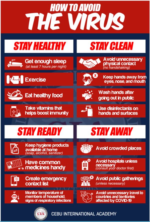 cebuciamain's tweet photo. "We advise everyone to stay healthy, clean, ready and away from the virus. Health is wealth."

#cebucia #philippineschool #covid19 #virusfree #eslcia #studentlife #studyenglish #englishphilippines https://t.co/DrjtTnlihu