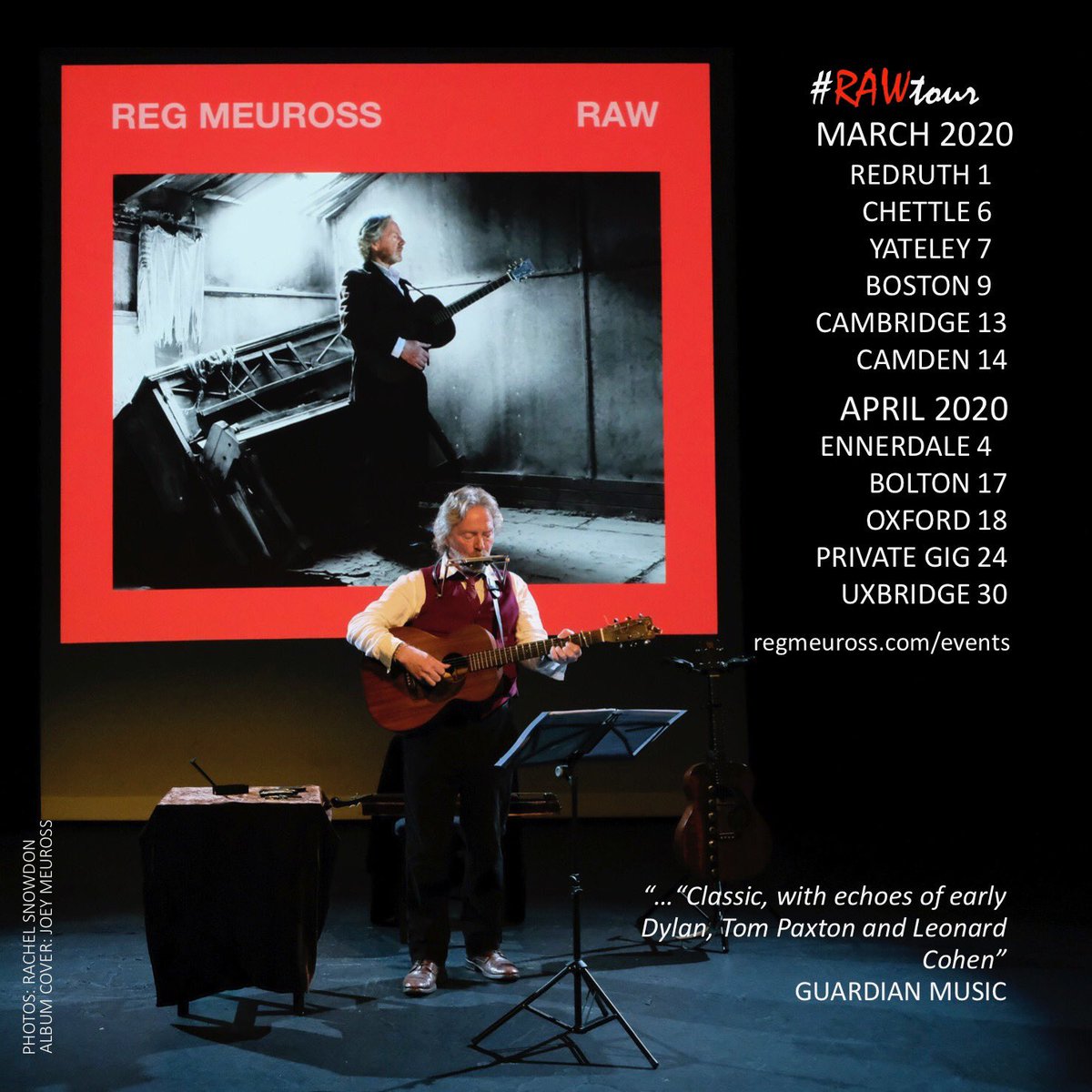 regmeuross's tweet photo. Some Spring dates #RAWtour March/April https://t.co/7tcTtx01qc 🌼
#redruth #chettle #yateley #boston #cambridge #london #ebberdale #bolton #oxford #uxbridge https://t.co/hk2l2iBPh6