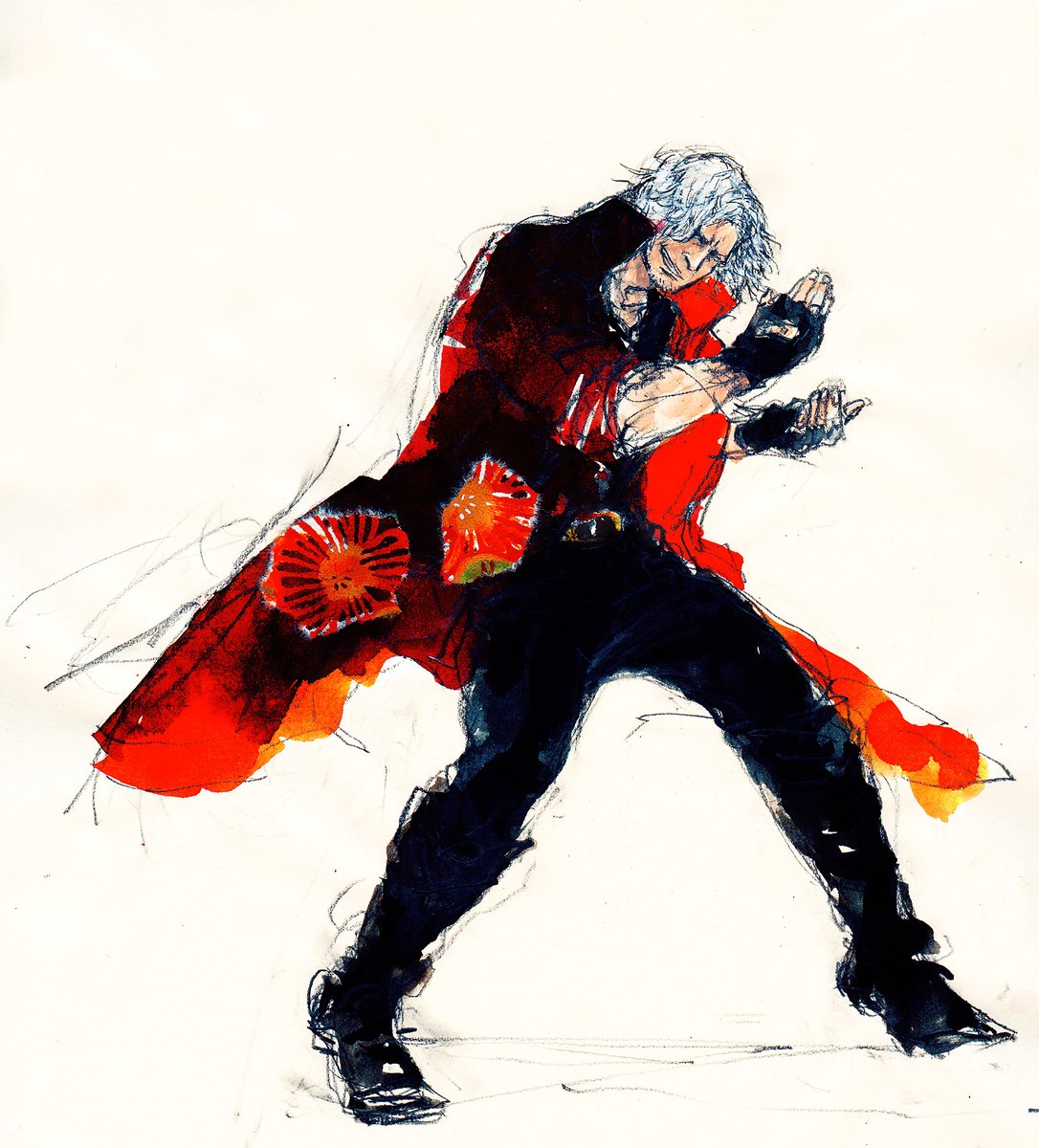 ダンテ(デビル・メイ・クライ) 「Devil May Cry5クリア‼︎いや楽しかったです。ほんと。懐かしかった。」|たけじいのイラスト