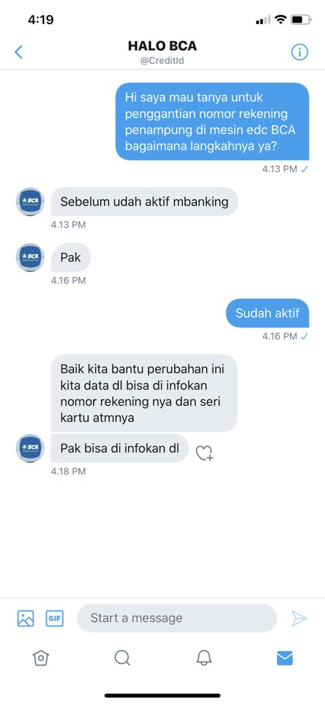 asoygodin's tweet photo. @HaloBCA hi apakah ini benar akun resmi dari pihak BCA? @CreditId https://t.co/YroEWdAfbx