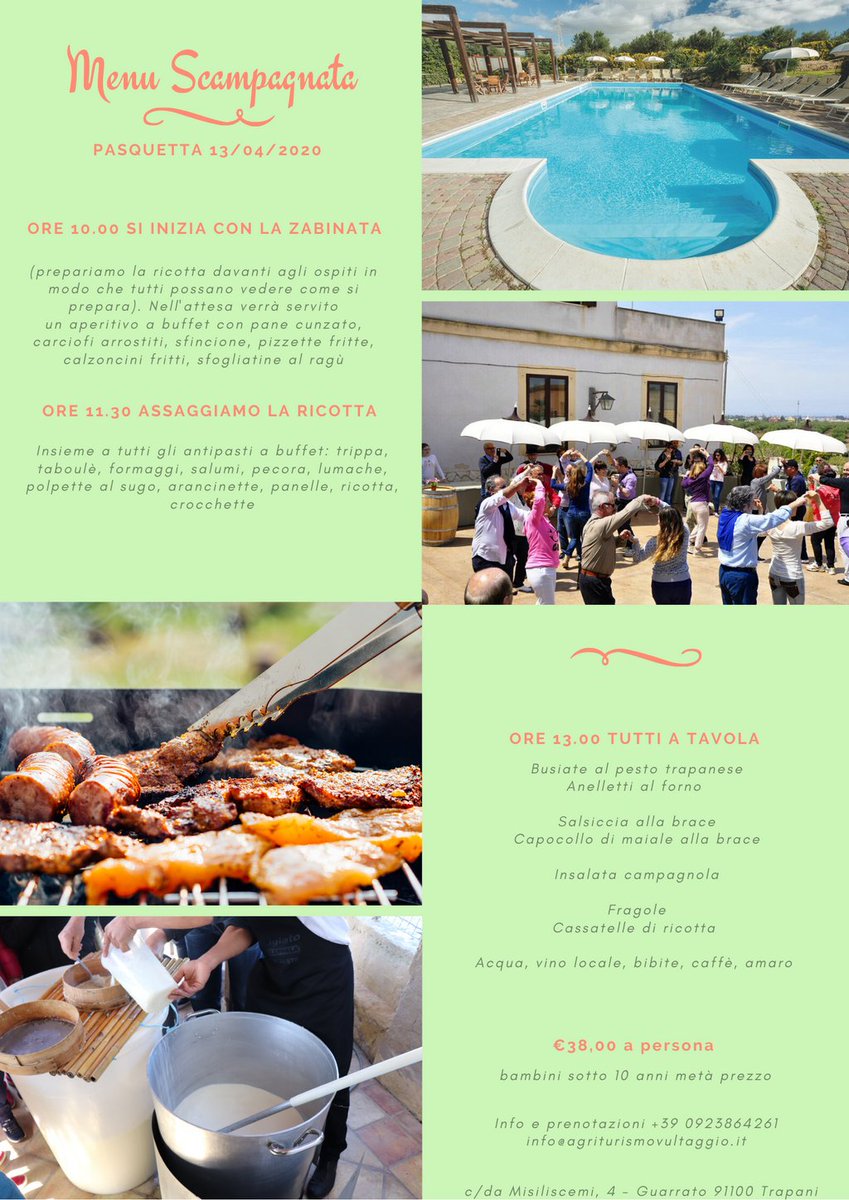 agrivultaggio's tweet photo. menù per #Pasqua e #Pasquetta 2020. Assicurati in tempo il tavolo... sai che vanno ruba!!
 ☎️ +39 0923864261
 📧 info@agriturismovultaggio.it #agriturismovultaggio #scampagnataPasquetta #pranzoPasqua #agriturismoTrapani #westSicily https://t.co/K1LnNZvrCO