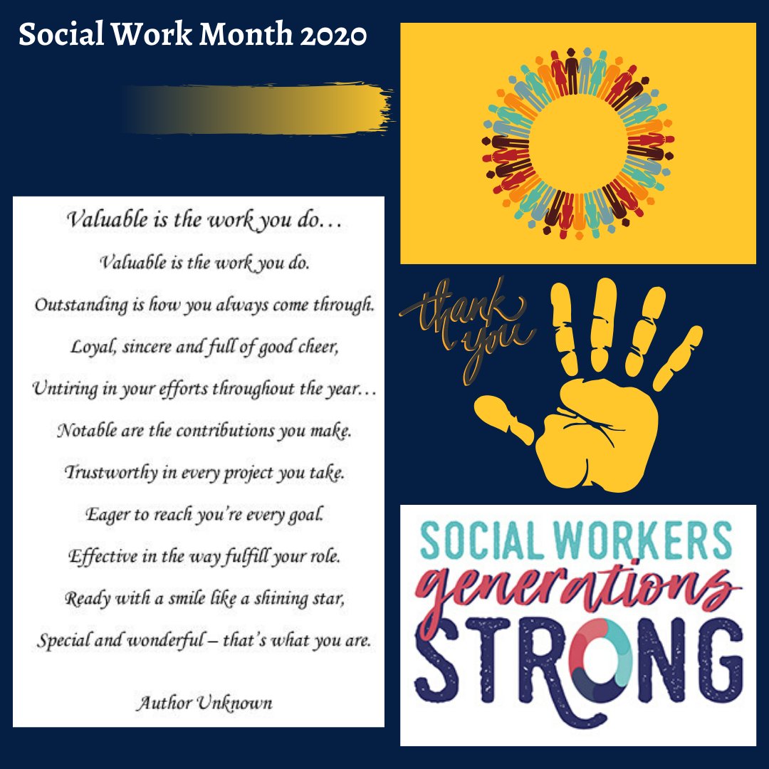 It is National Social Work Month! This is a time to celebrate social work and honor all the positive impacts social work has made! Thank you, social workers! #Socialworkers, it’s your month to practice self-care! #SWGenerationsStrong #SocialWorkStrong #SocialWorkMonth #SWMonth