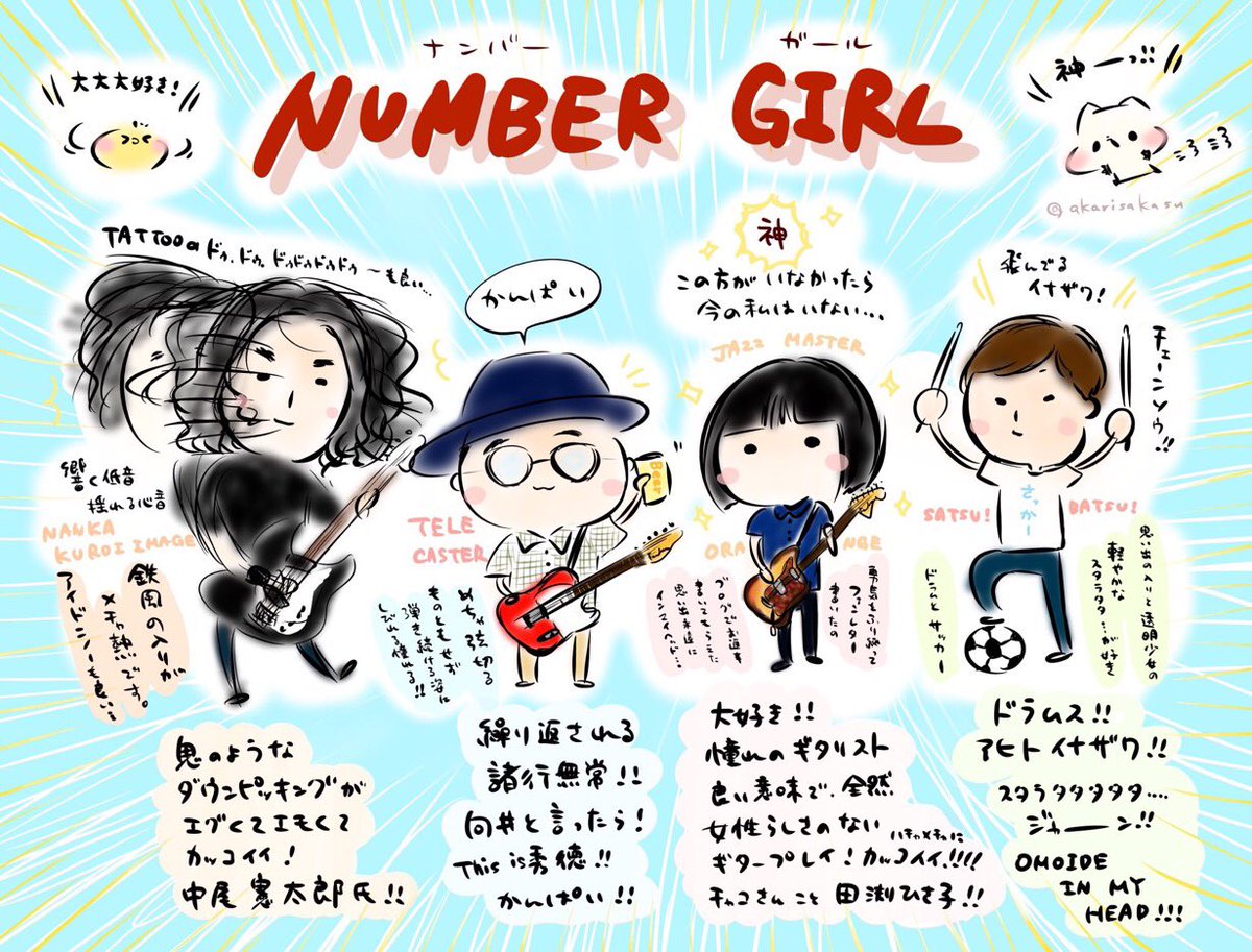 ナンバーガールです かっこのよろしい 生配信 私がコピバンライブやる時の 灯さかす ねこ休み展 ロフトpopboxの漫画