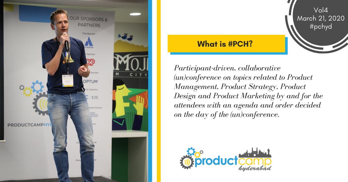 Unconference for the product professionals in Hyderabad to learn from each other for their growth and development.

Click here to know more - productcamphyd.com

#pch #vol4 #pchyd #productcamphyd #productmanagement #productmarketing #productowners #businessanalysts #UX #UI