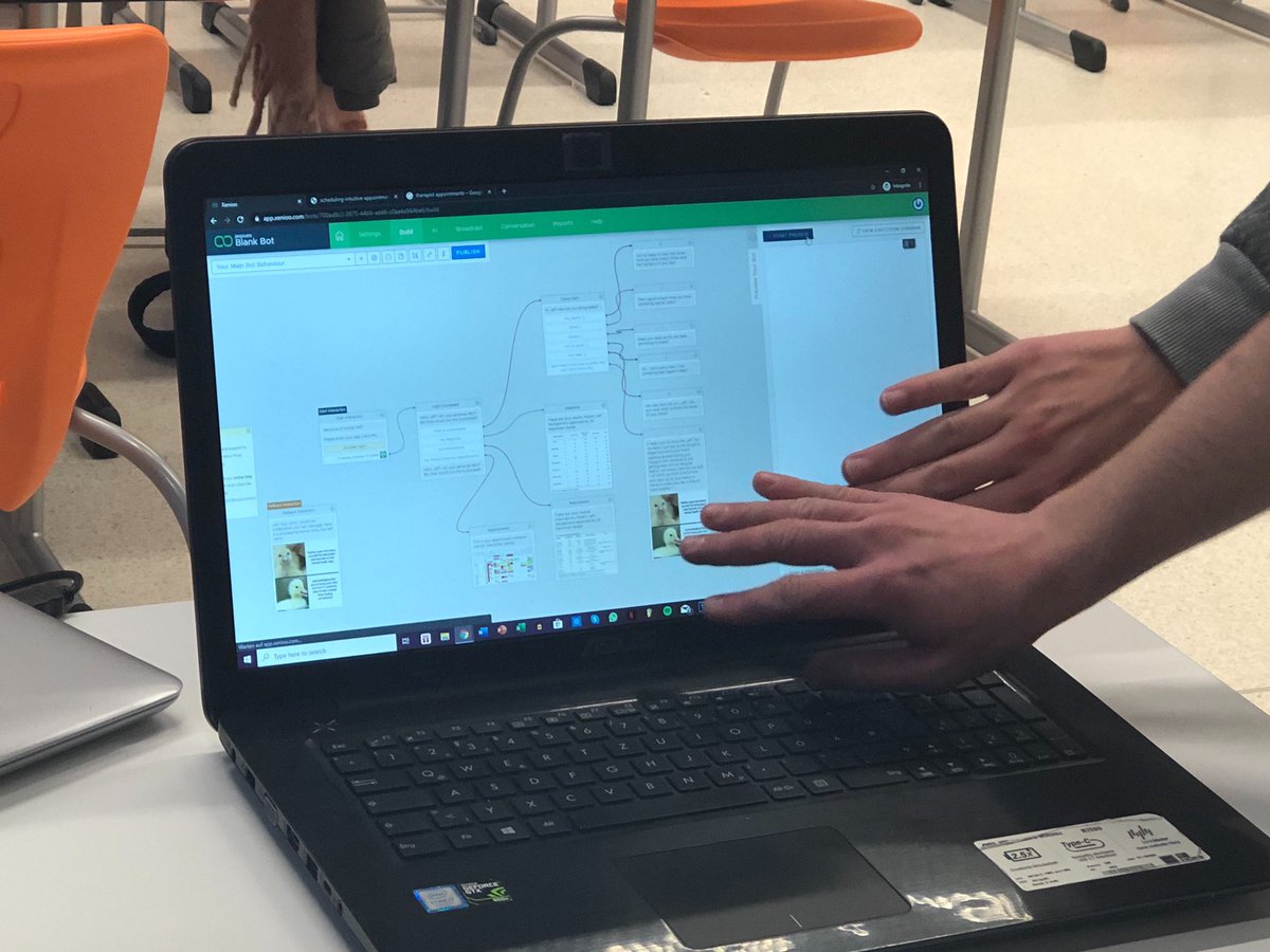 LuxTechSchool's tweet photo. Practicing ideation and prototyping with a Speed #Hackathon during the class! Chatbots for Mental Health? #ltshackathon #healthcare #luxembourg #education #digitalleader https://t.co/HEU4FZiVuL