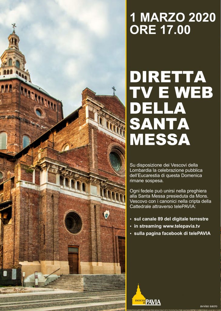 ParcodiGiacomo's tweet photo. La #messa di domenica 1° marzo, prima #domenica di #Quaresima, sarà celebrata (in forma privata) dal vescovo Corrado Sanguineti nella cripta del duomo alle ore 17, e sarà trasmessa in diretta da #Telepavia, sui canali 89 e 691 del digitale terrestre.
https://t.co/QoRIvu9JKN https://t.co/MvCrmRdMKD