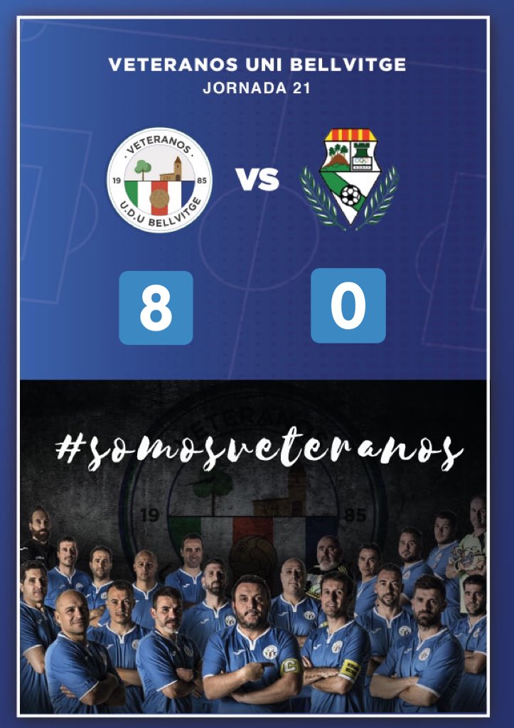 VBellvitge's tweet photo. El equipo rompe la racha negativa con una contundente victoria.

⚽️ Goles:

5 - Paquito Sánchez 
1 - Luis García 
1 - Miguel 
1 - Raúl 

👣 Asistencias:

2 - Raúl 
1 - Paquito Sánchez
1 - Luismi
1 - Iván Gómez
2 - Álex Santos

#somosveteranos #seguimenjoc @UniBellvitge #futcat https://t.co/RCvlNUZFoO