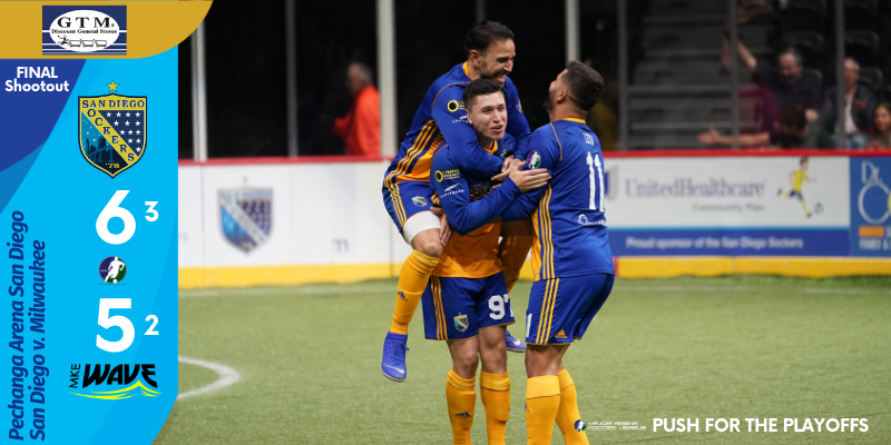 SanDiegoSockers's tweet photo. Final (shootout) I @gtmstores 
@SanDiegoSockers 6 (3) - (2) 5 @MilwaukeeWave 

Chiles nets game-winner in the shootout!

#SDvMIL https://t.co/oX7iNogkBM
