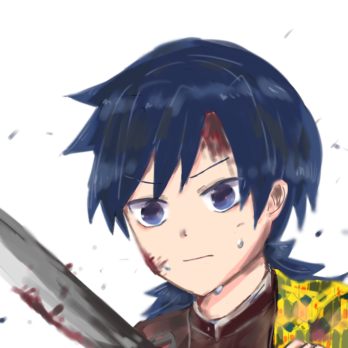 埃さんがTwitterに投稿した冨岡義勇(鬼滅の刃)のイラスト。