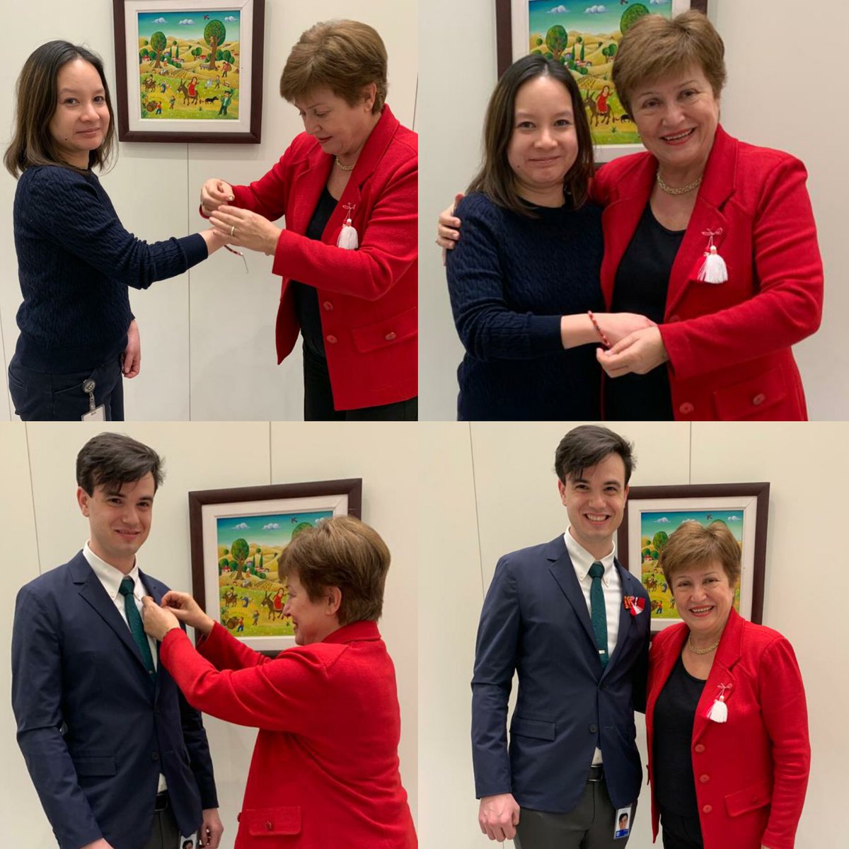KGeorgieva's tweet photo. Честита Баба Марта!
За българите по цял свят месец март започва с мартеница и усмивка. Където и да се намирам, винаги спазвам тази чудесна българска традиция, свързана с настъпващата пролет, а с нея и надеждата за здраве и плодородие!
Колко ли мартеници ще видя в МВФ?! 😊 https://t.co/e1DIhgGJkq