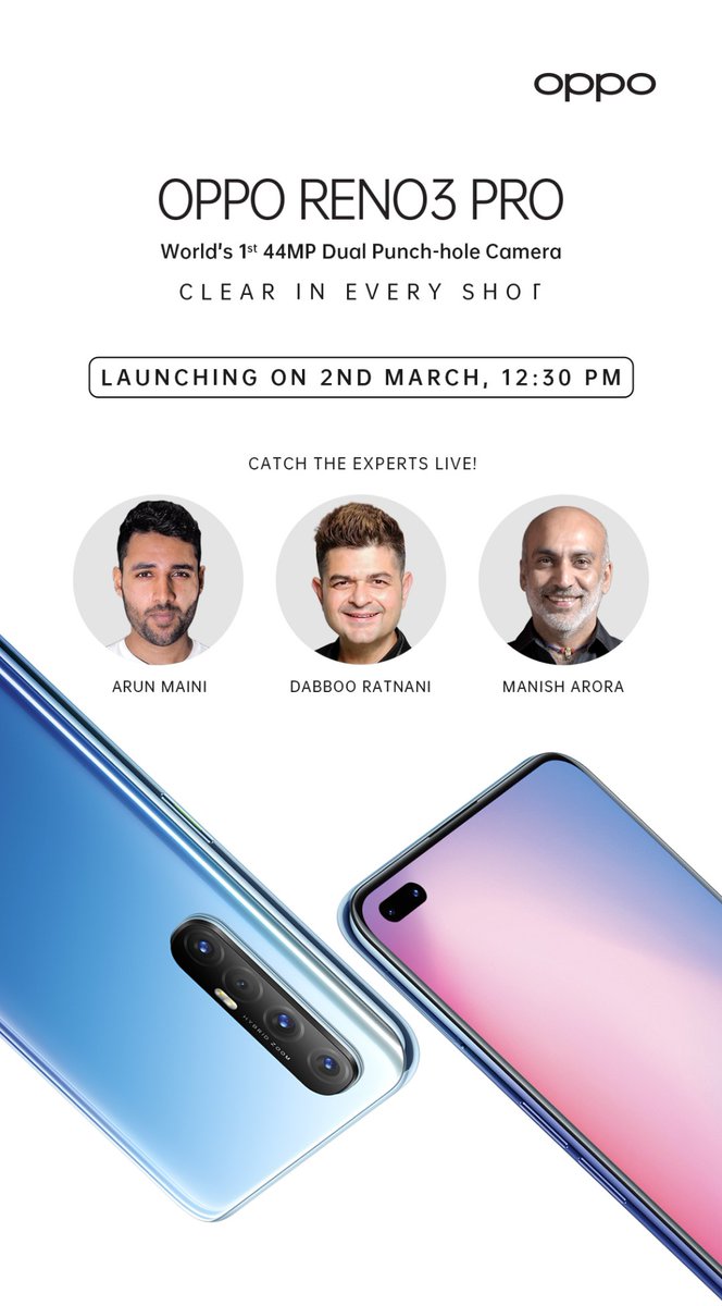 MacAndroidco's tweet photo. Wait for this beast launch event after one day 😍
#44mp #OPPOReno3Pro #ClearinEveryShot https://t.co/RMCT4ypiM1