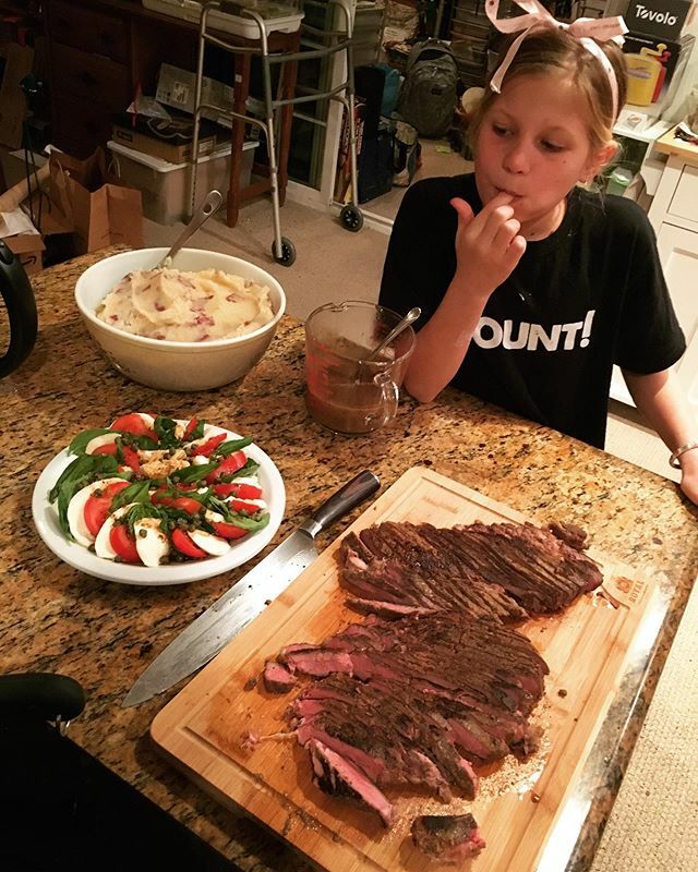 codyo's tweet photo. She also helped make a celebratory dinner too. The salad was all hers, and she helped with the rest too 🙂 https://t.co/107zjh5jfS https://t.co/q1vPUWlEtl