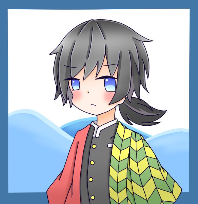 46ねこ@しろらすこなちさんがTwitterに投稿した冨岡義勇(鬼滅の刃)のイラスト。