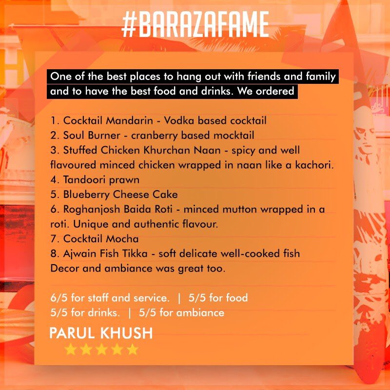 New week, new goals and a whole lot of positivity!

Parul, thank you so much for taking the time to leave this excellent review. 

#barazabarsandbites #barazalive #acoustic #livemusic #liveperformance #food #cocktails #punenightlife #musiclovers  #creaticitypune #sundayvibes
