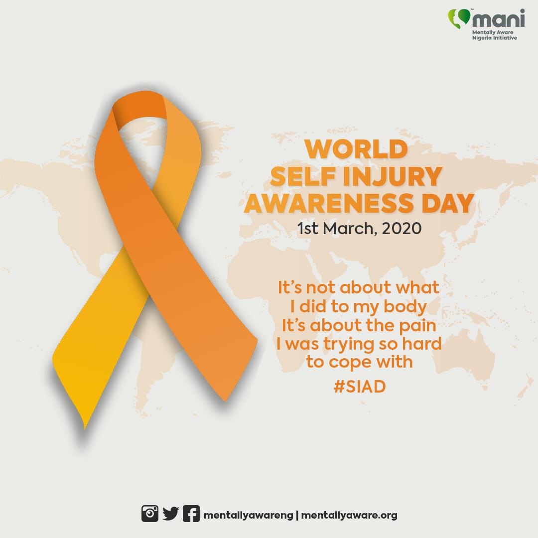 Love to all who self harm to feel better. Your scars don't define you. They don't make you a bad person, rather are reminders of how far you've come; that you don't anymore or even not as frequently as you used to. @MentallyAwareNG is here to help. #SelfInjuryAwarenessDay #SIAD