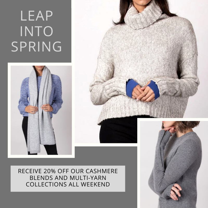 Today is the last day of our Leap into Spring offer - 20% off our Cashmere Blends and Multi-Yarn collections..
-
#sundaysareforshopping #leapintospring #leapyearoffer #pinchpunchfirstofthemonth #whiterabbits #cashmere #cashmerewrap #duffyny #duffyuk #duffywoman