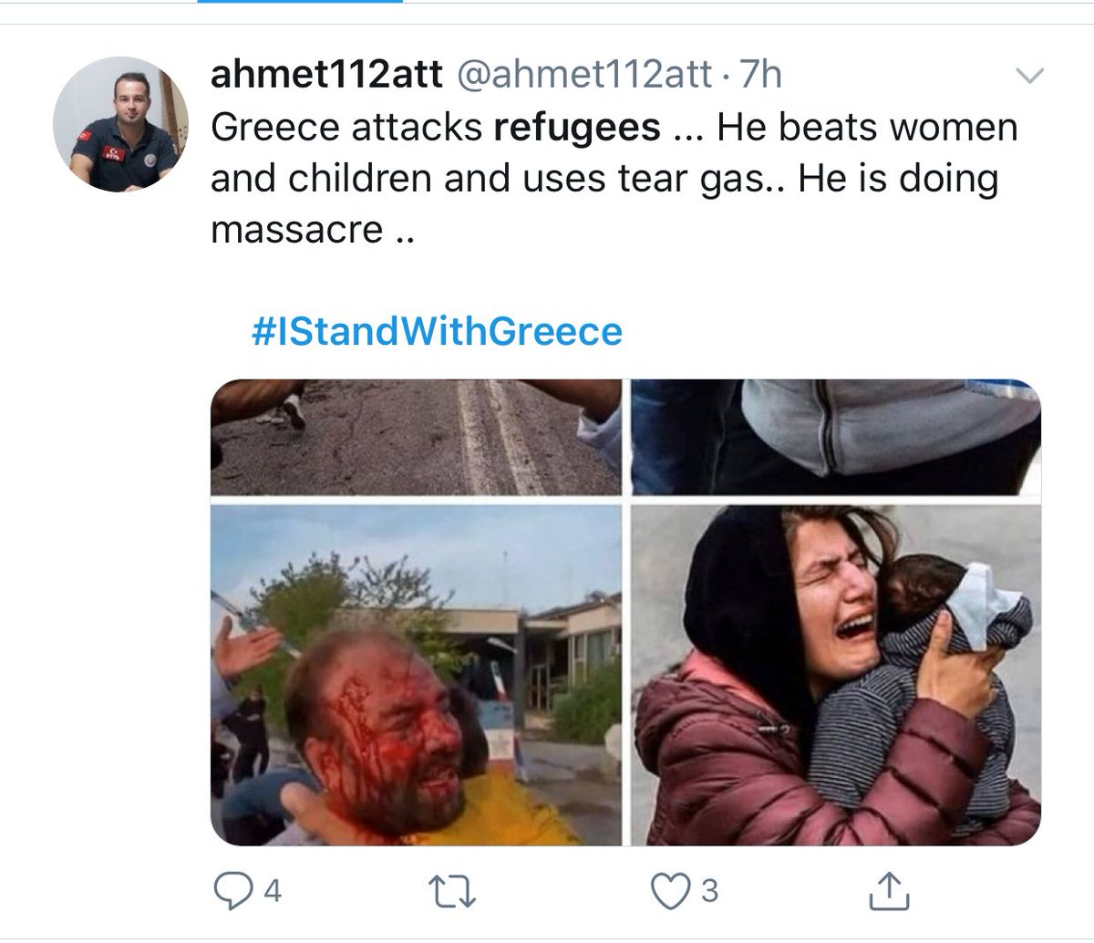 left2kolou's tweet photo. Another fave propaganda photo used by turkish trolls includes (once more) a photo from 2015 on the Hungarian border and a photo of a woman ALREADY in Greece, in Lesbos, throwing a fit without anyone bothering her. Stand up to propaganda. Enough is enough. #IStandWithGreece https://t.co/jUffKmZYBO