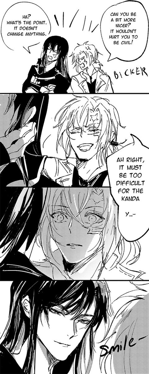 [DGM]  Long time no Yullen comic I'm back guys!! ???Thank you Hoshino Kastura who drew Kanda smiling on her IG 