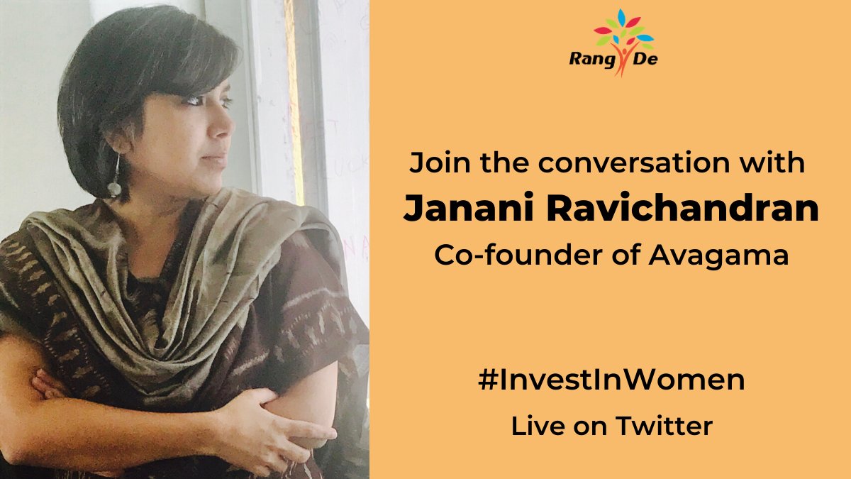 Another live interview coming up. Join the conversation as we discuss Janani's journey as a woman entrepreneur and why she believes in investing in fellow women. <a href="/JananiRavichand/">Janani Ravichandran</a>