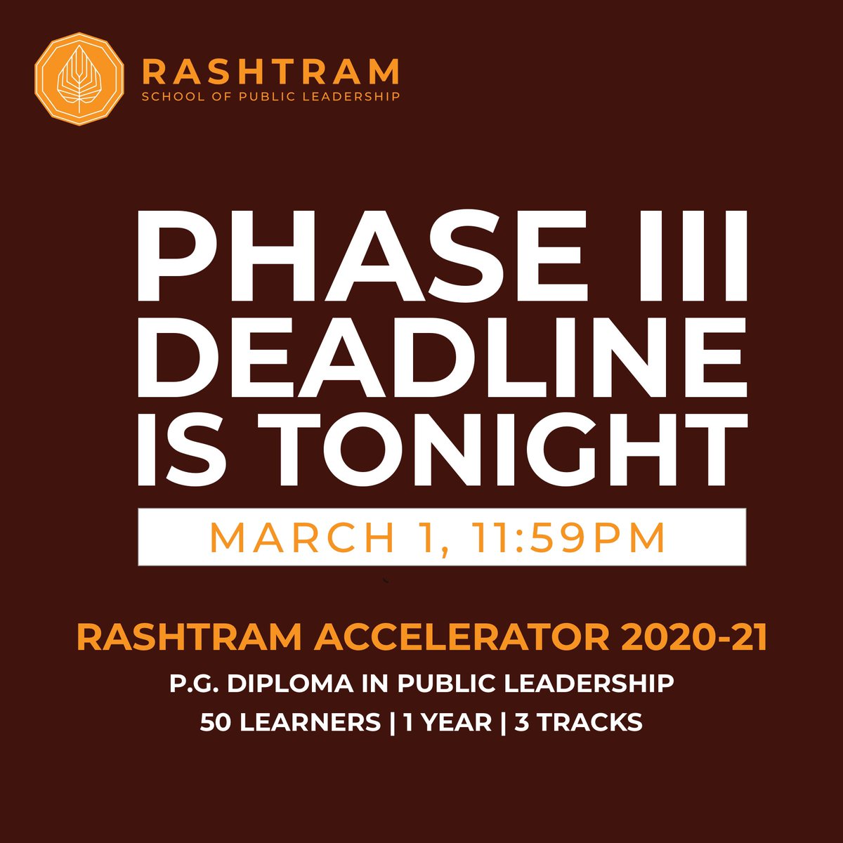 rashtramspl's tweet photo. Have you applied to the #RashtramAccelerator yet? Phase III Deadline is on March 1st, 11:59PM. Finish your application and accelerate your journey in public leadership.

You can apply here: https://t.co/Xk85VeaAL3 https://t.co/x9wpxxqNfA