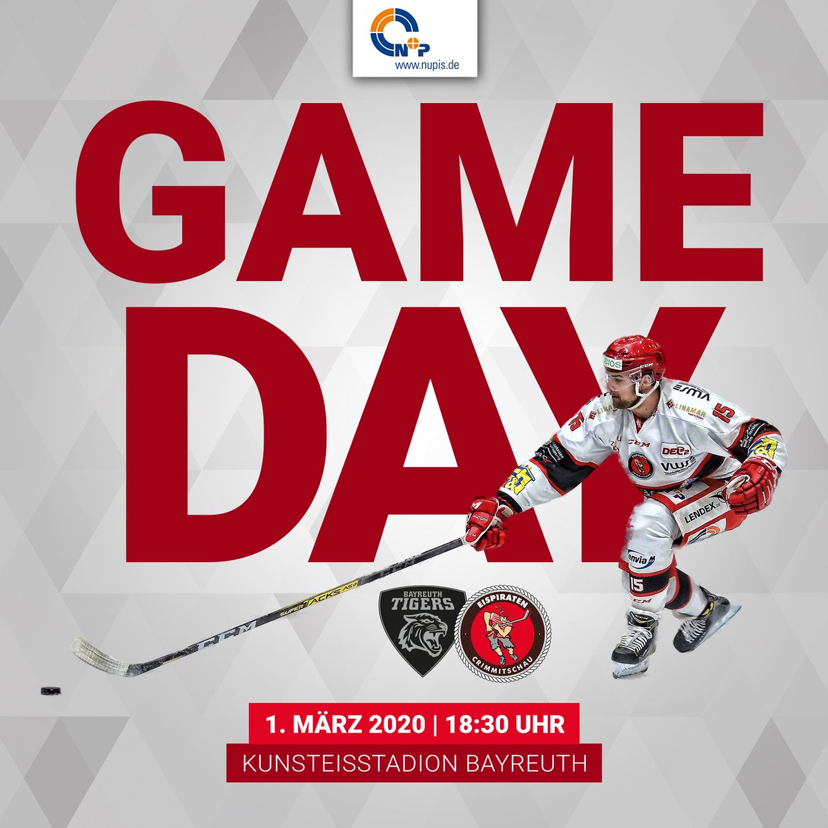 eispiraten's tweet photo. 🅖 🅐 🅜 🅔 🅓 🅐 🅨 #nurzusammen
🆚 Bayreuth Tigers
📍 Kunsteisstadion Bayreuth
⏱ 18:30 Uhr
_____
📺 https://t.co/mwSkKSN4WH | ⌨ etconline Liveticker | #nupis https://t.co/7Gtu2DsDA3