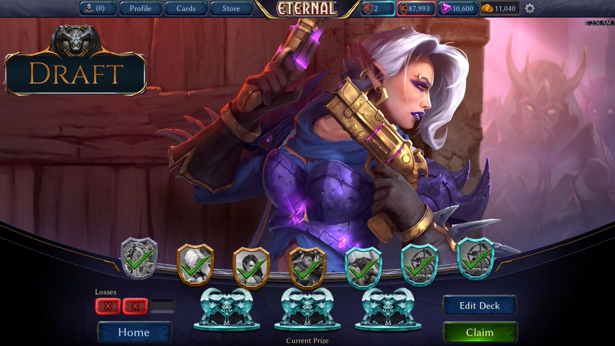 I am pretty atrocious at the new Echoes of Eternity Draft format in <a href="/EternalCardGame/">Eternal Card Game</a> so far. But I finally managed to get a winning run in. 7-2 with SPF Spell Damage &amp; Flyers.