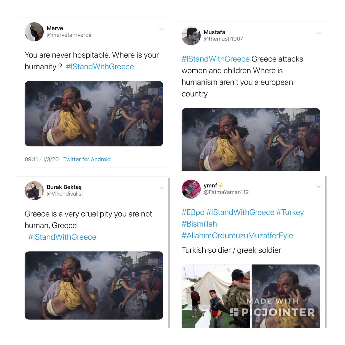 left2kolou's tweet photo. Organized twitter trolls in turkey are currently posting the same photo taken in 2015 on the Hungarian border and claiming it is from the Greek border. This kind of propaganda should at the very least be called out.
@nytimesphoto
#IStandWithGreece
#Evros https://t.co/GLsXad4F6k