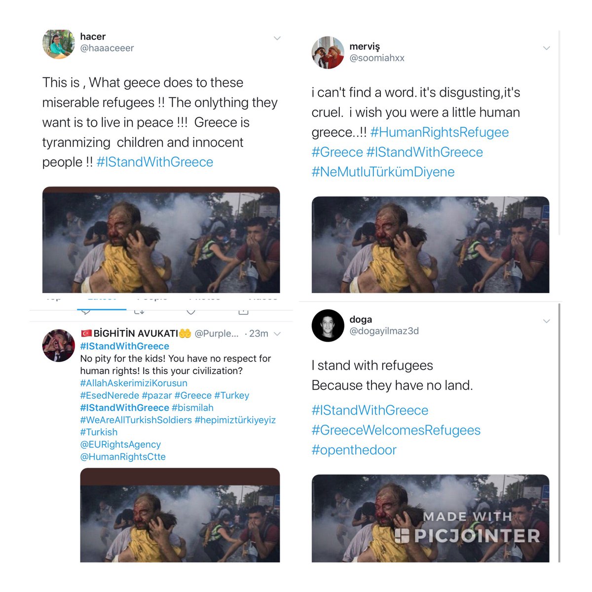 left2kolou's tweet photo. Organized twitter trolls in turkey are currently posting the same photo taken in 2015 on the Hungarian border and claiming it is from the Greek border. This kind of propaganda should at the very least be called out.
@nytimesphoto
#IStandWithGreece
#Evros https://t.co/GLsXad4F6k