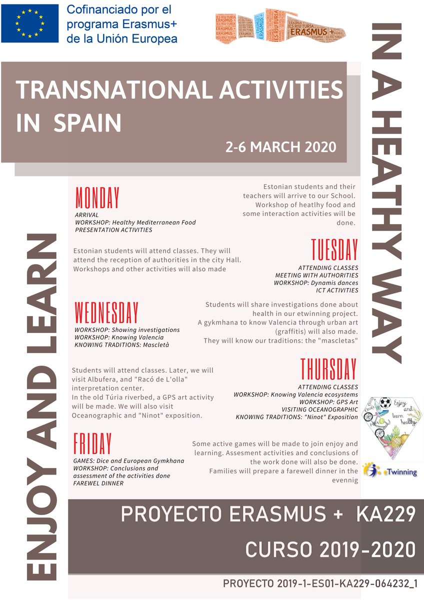 erasmusriuturia's tweet photo. Todo preparado para recibir a nuestros socios de Estonia del Proyecto Erasmus + KA229 "Enjoy and learn in a healthy way". Será una semana llena de experiencias y actividades para aprender divirtiéndonos y de forma sana. https://t.co/CV1RjJKbK6